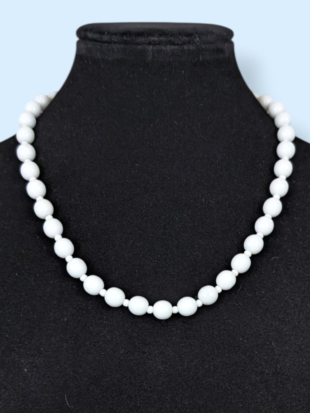 V. Spherical Milk Glass Beaded Necklace